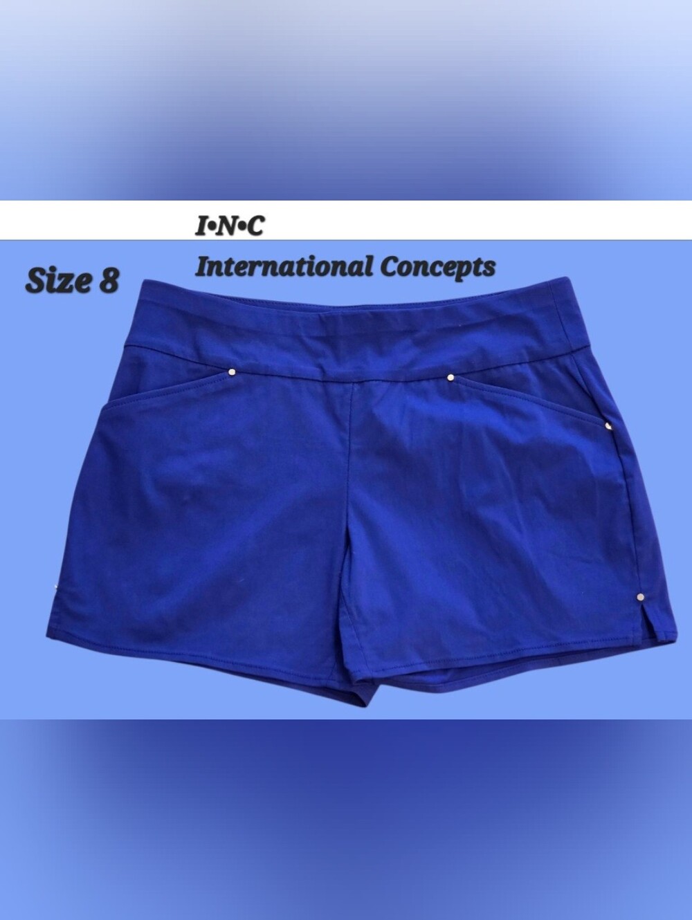 I•N•C International Concepts Womens Shorts Size 8 Royal Blue BNWOT Silver Hardwa